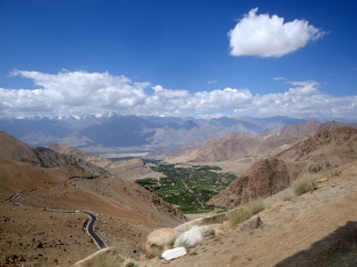 Looking back at the Leh Valley, from the way up to Khardung La Pass