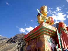 The 106-feet tall Diskit Buddha - Up close