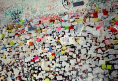 Juliet's Wall, Verona - hastily written last-minute love letters (stuck with chewing gum, more often than not)
