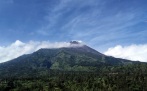 Mount Merapi, with the peak enveloped by clouds